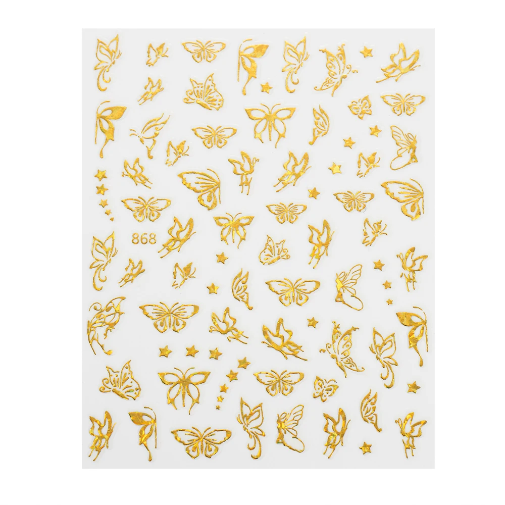 Новинка 3D бронзовая Бабочка искусство ногтей фотоклейкие слайдеры наклейка для