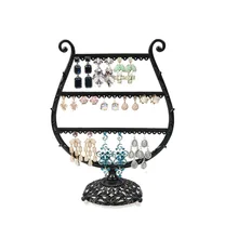 Hot Sale 56 Holes Retro Jewelry Organizer Stand Metal Earring Holder Pesentoir Fashion Earrings Display Rack Etagere