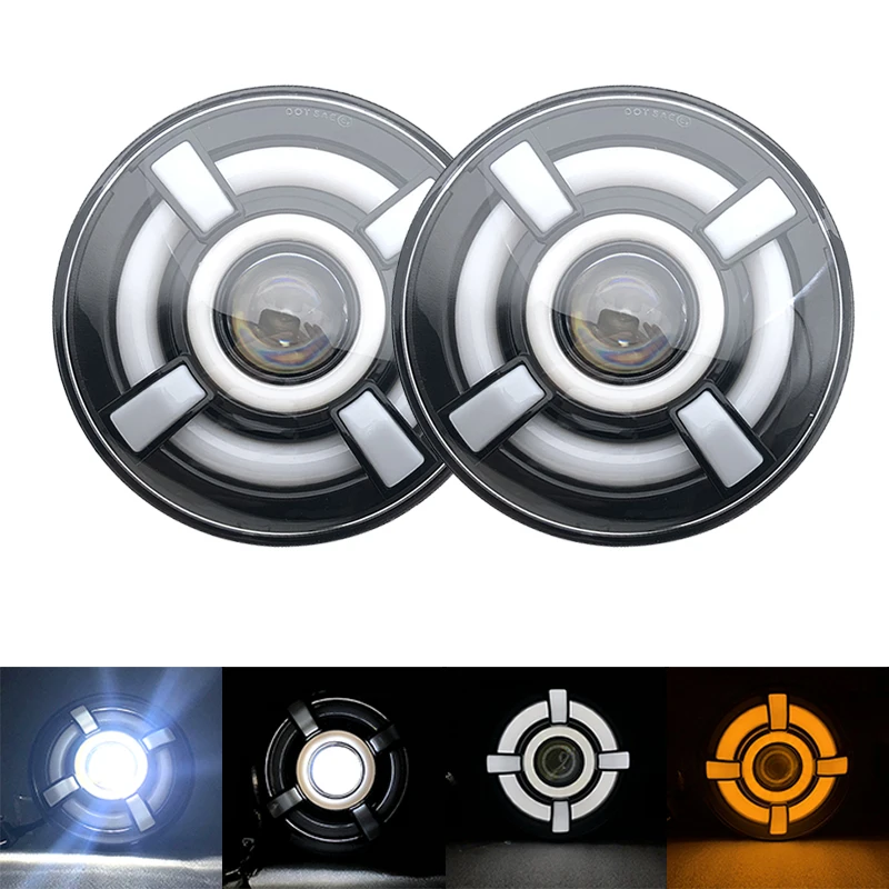 

For Lada Niva Urban 7inch LED Headlight Hi/Low Light Halo Angle Eyes DRL Headlamp For Jeep Wrangler Offroad 4x4 Suzuki Samurai