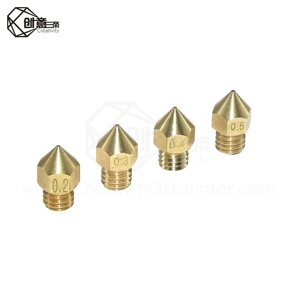 5Pcs MK8 pointed Nozzle 1.75mm ( 0.2/0.3/0.4/0.5/0.6/0.8mm) Part For Extrusion 1.75mm Filament Head Brass 3D Nozzle 3d printer
