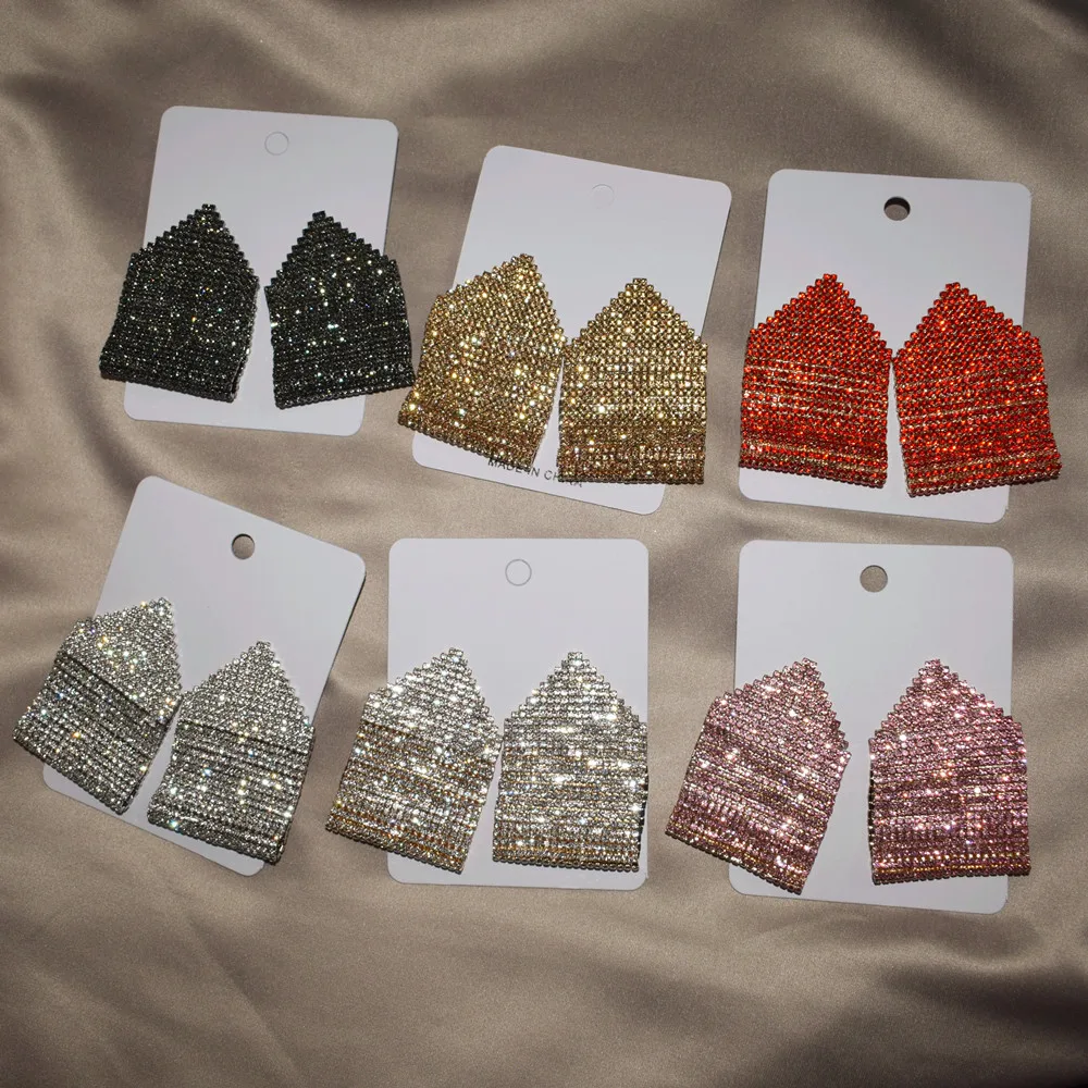 Новые блестящие стразы драгоценные камни модные женские висячие серьги