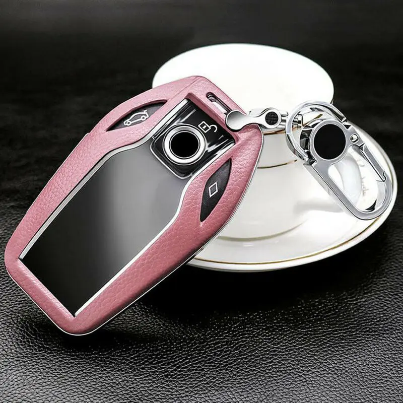 

1Pcs Genuine Leather Key Bag key shell key case with key chain For BMW 7 series New 5 series I8