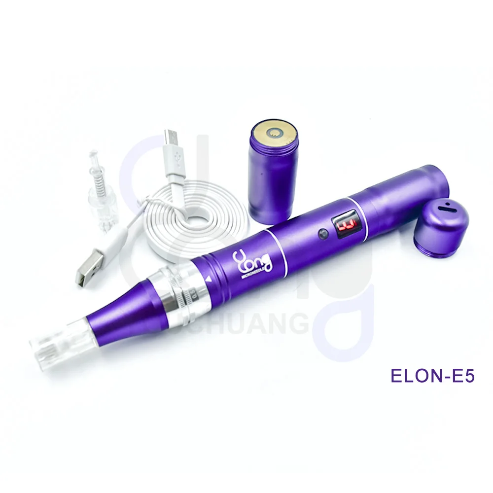 ELON-YC Derma Pen E5 беспроводная ручка для ухода за кожей удаление шрамов с 2 запасными