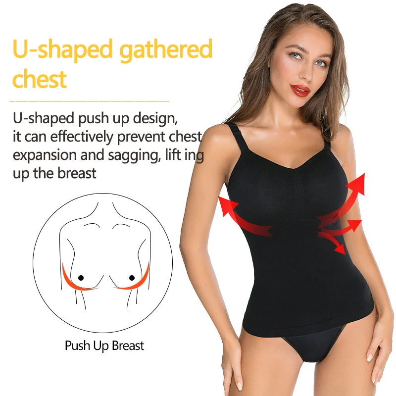 VASLANDA Women Camisoles Tank Tops Tummy Control Body Shaper Strapless Shapewear Sexy V-neck Crop Top Mujer Waist Trimmer Shirt