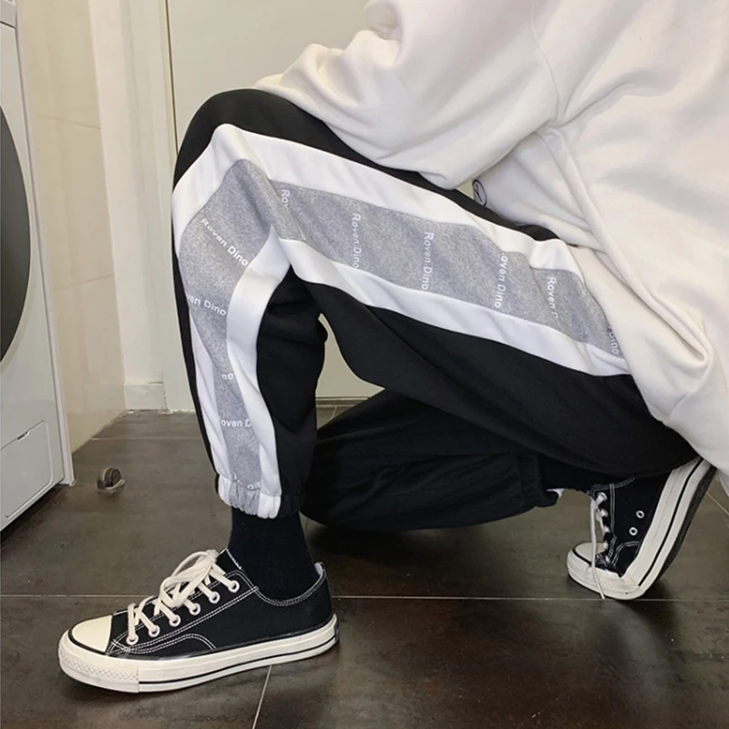 Мужские повседневные брюки Vomint эластичные трикотажные полной длины в полоску со