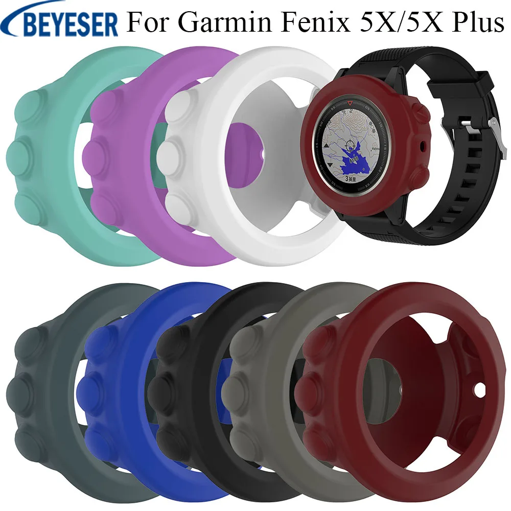 

Watch Cases 53mm Soft Silicone Protective Frame Cover Anti-Drop Shockproof Watch Protective Shell For Garmin Fenix 5X/5X Plus