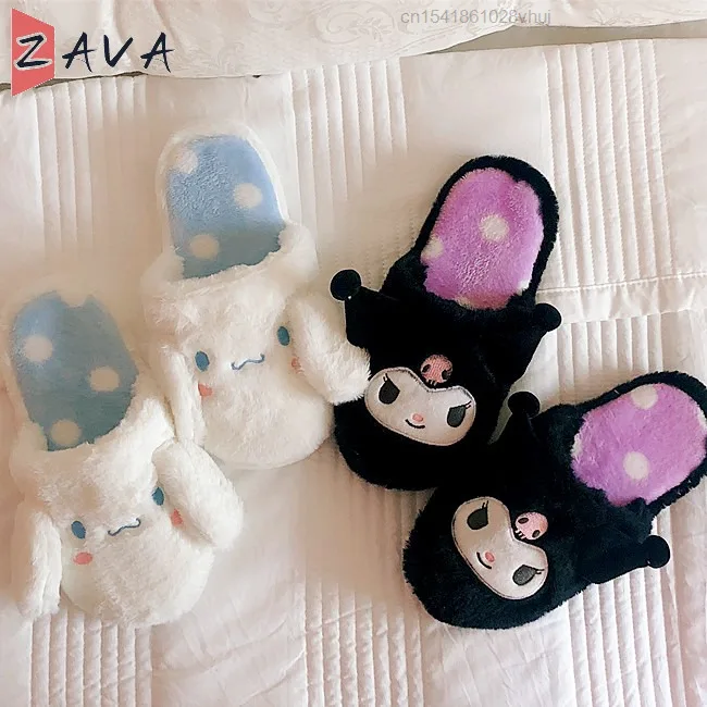 Kawaii Y2k женские тапочки для девочек Hello Kitty Kuromi Cinnamoroll плюшевые туфли домашние