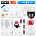 KERUI Tuya W181 умная WIFI GSM система охранной сигнализации охранная работа для домашней безопасности детектор движения датчик дыма двери окна