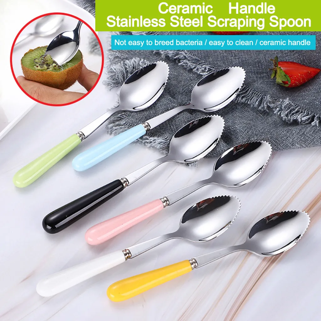 Нержавеющая сталь керамическая ручка фрукты соскабливая ложка детская пищевая