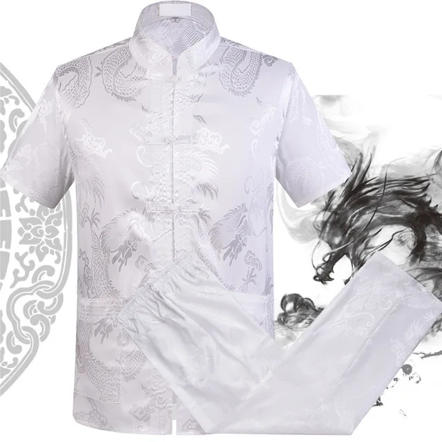 Китайские традиционные мужские костюмы Тан с коротким рукавом и длинными