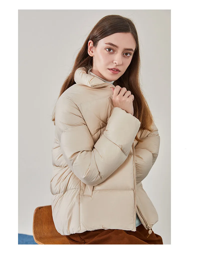 Высококачественная женская зимняя теплая Толстая куртка-пуховик со стоячим