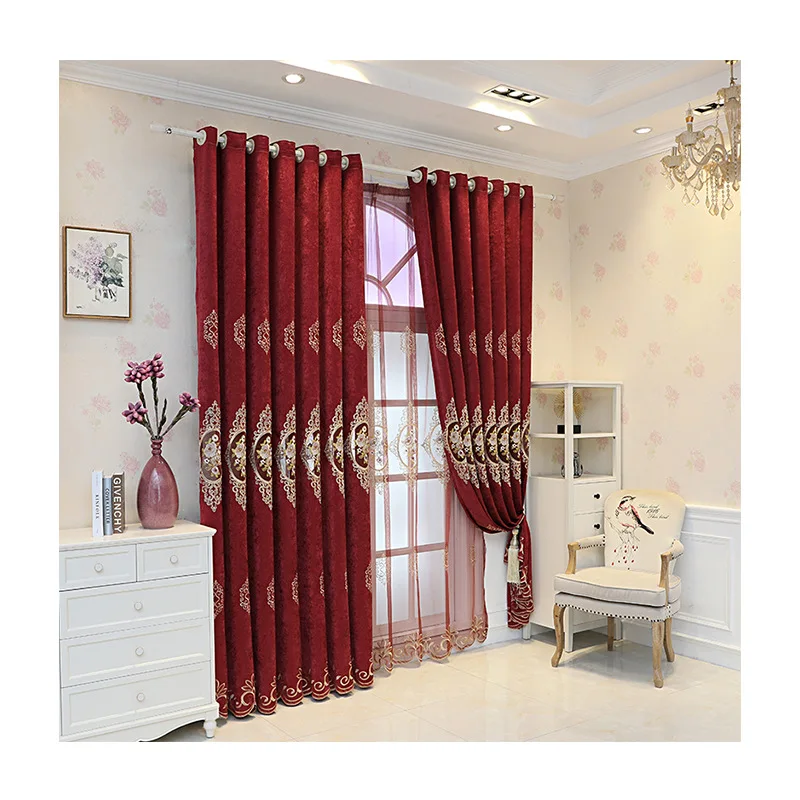 Шторы для гостиной столовой спальни скандинавский шениль роскошные красные