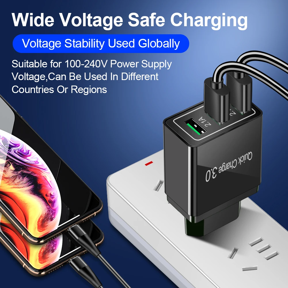 27 Вт 3 порта usb зарядное устройство для iPhone 11 xs max Quick Charge 0 настенное портативное