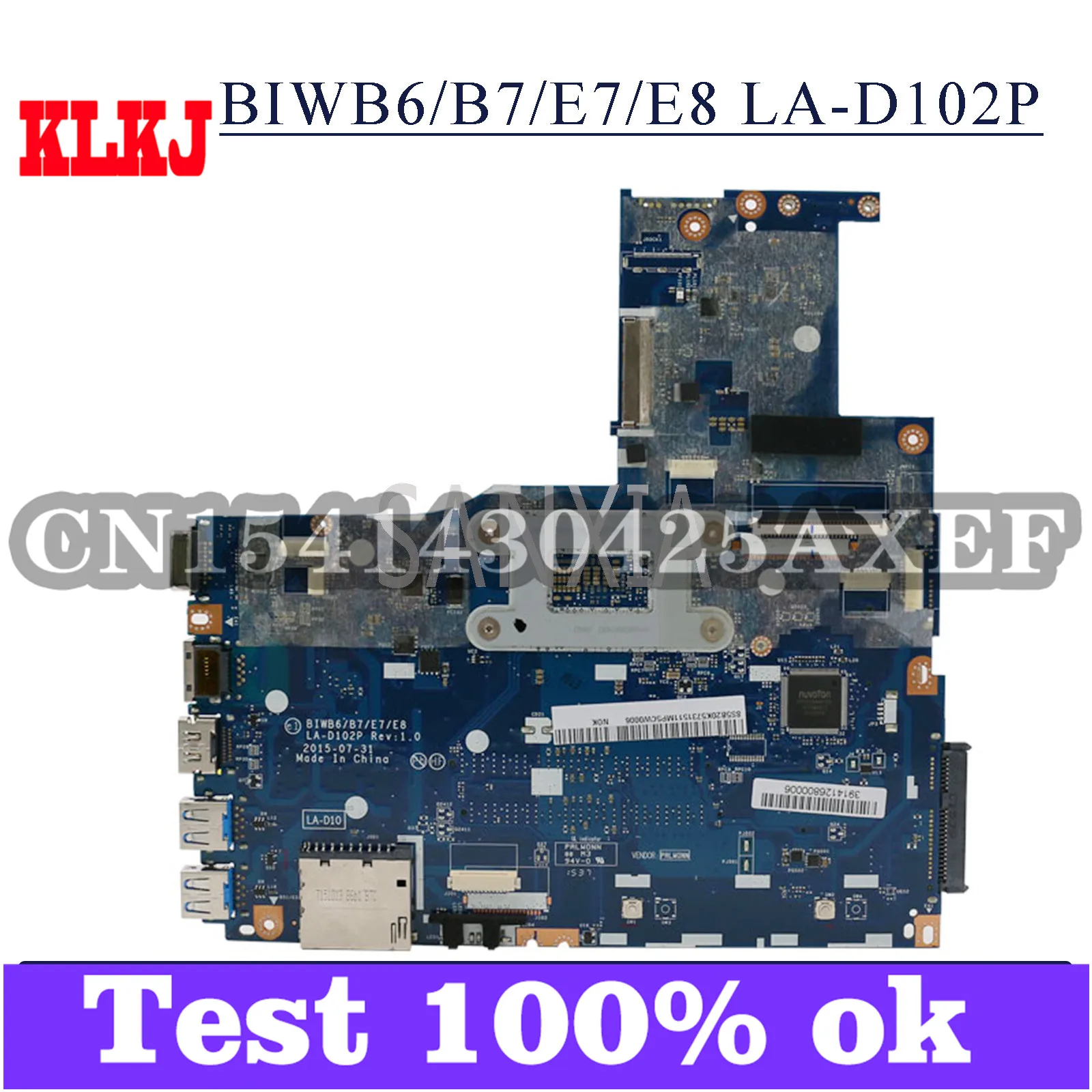 

KLKJ LA-D102P Laptop Motherboard For Lenovo B51-80 Original Mainboard I3-6100U/6006U CPU