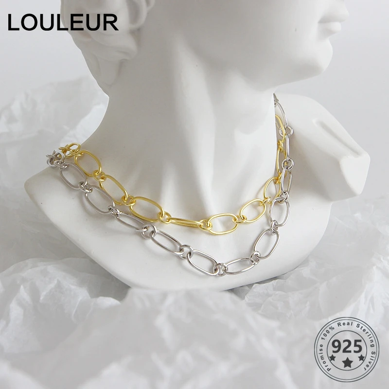 Louleur 925 пробы Серебряное минималистичное короткое ожерелье с цепочкой Модная