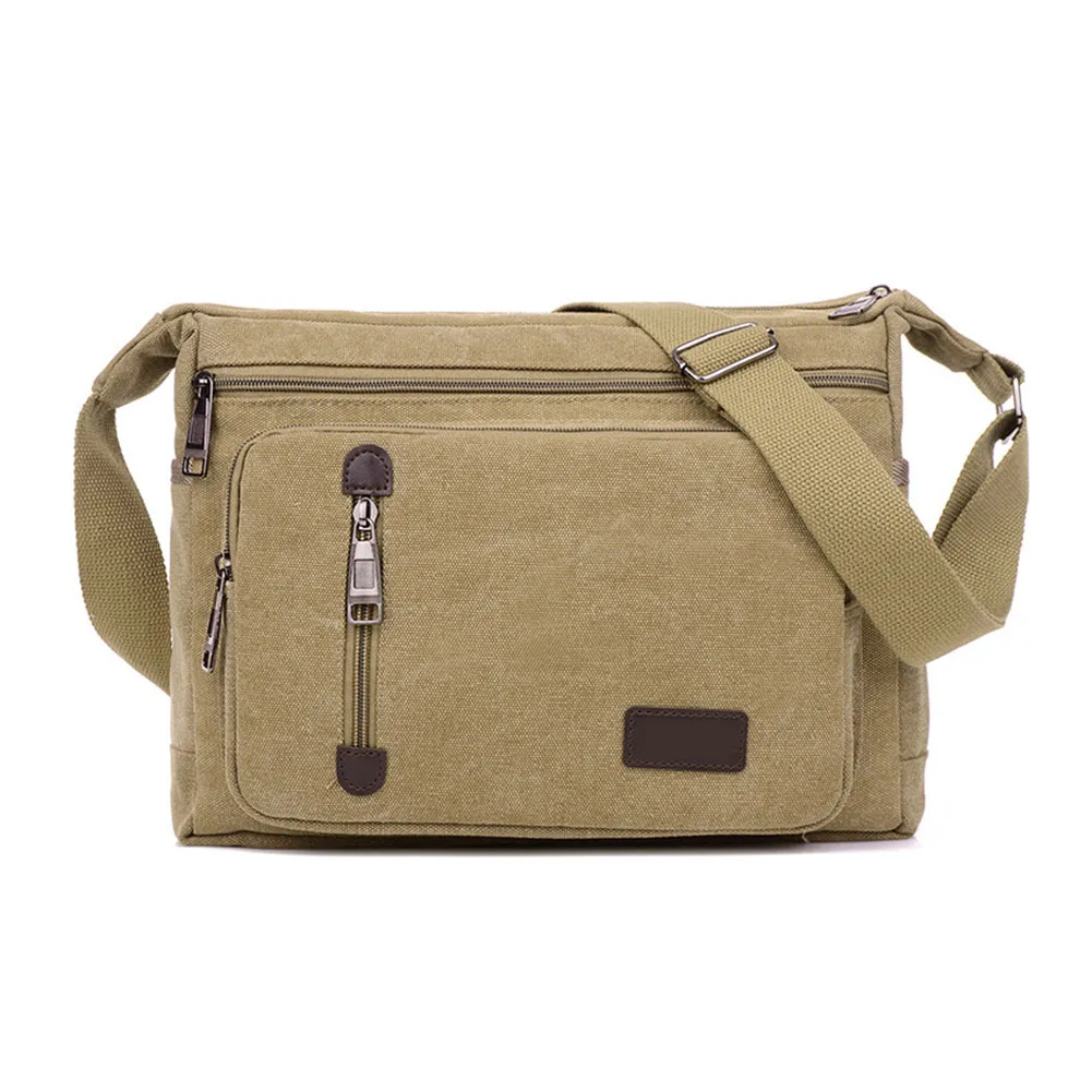Многофункциональная вместительная холщовая сумка мессенджер в стиле ретро для