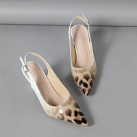 new banquet shallow mouth sandals sexy high heels ladies leopard gradient gradient pointed toe mid heel sandals large size 35 42