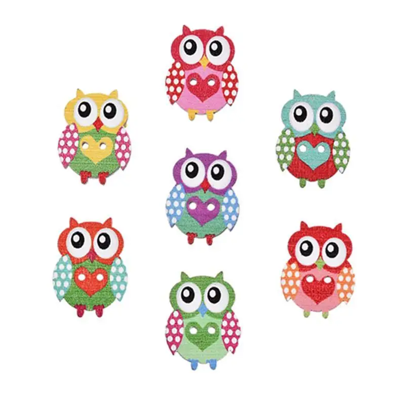 50 шт. 2 отверстия смешанные животные мультфильм живопись деревянные декоративные