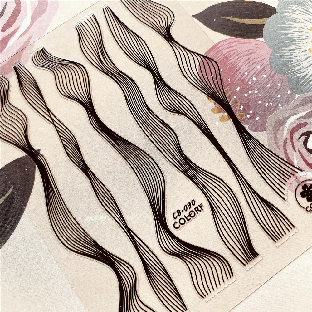 CB 090 изогнутая линия волнистые линии 3D наклейка для ногтей Наклейка украшение