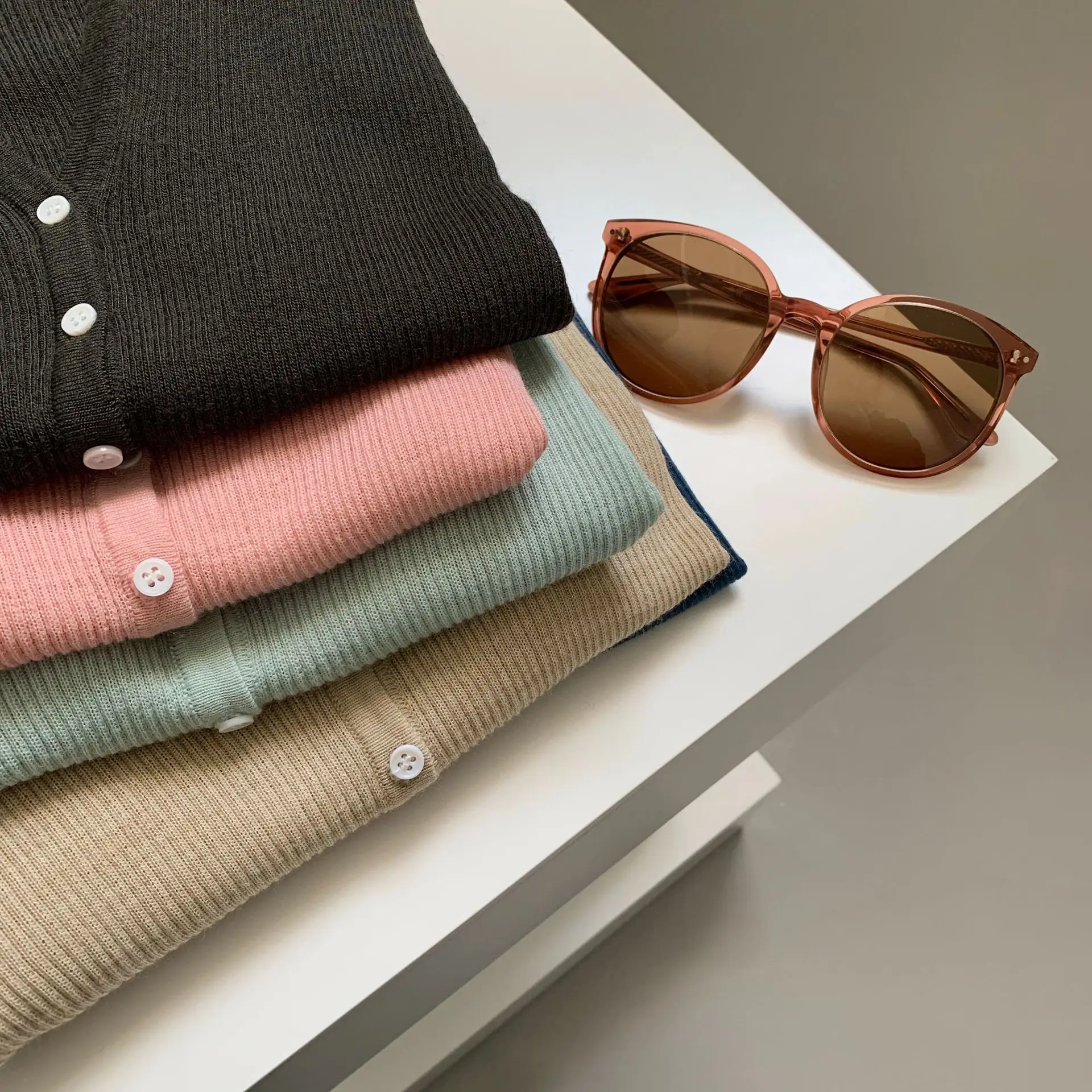 

Ladies Wool Coat Knit Cardigan V-neck Solid Slim Short Top Spring/ Autumn Air Conditioner Outside Single Breasted Women Clothe