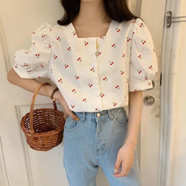 Винтажные элегантные летние милые стильные женские повседневные рубашки с