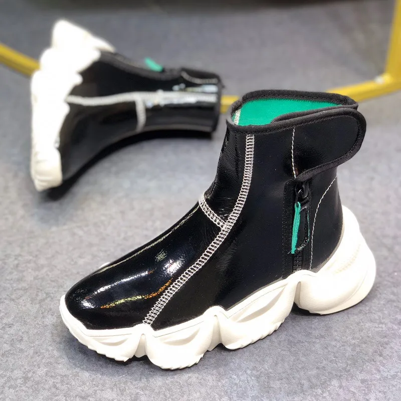 Женские зимние ботинки женские из натуральной кожи на массивном каблуке