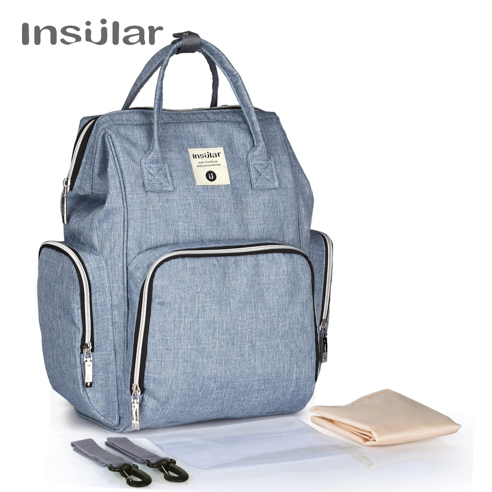 10056B Denim Blue Insular Мумия Материнство подгузник рюкзак большой емкости сумка для подгузников путешествия рюкзак для кормления сумка для ухода за ребенком женские модные сумки - Color: 10056B Denim Blue