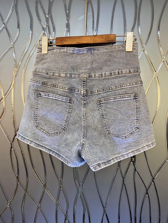 

Early summer of 2021 new women's symmetrical pocket buckle decoration high waist casual all-match denim shorts 308
