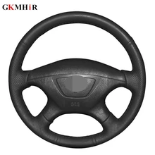 Hand-stitched Black Artificial Leather DIY Car Steering Wheel Cover for Mitsubishi Pajero Sport 2004 Montero Sport 2004