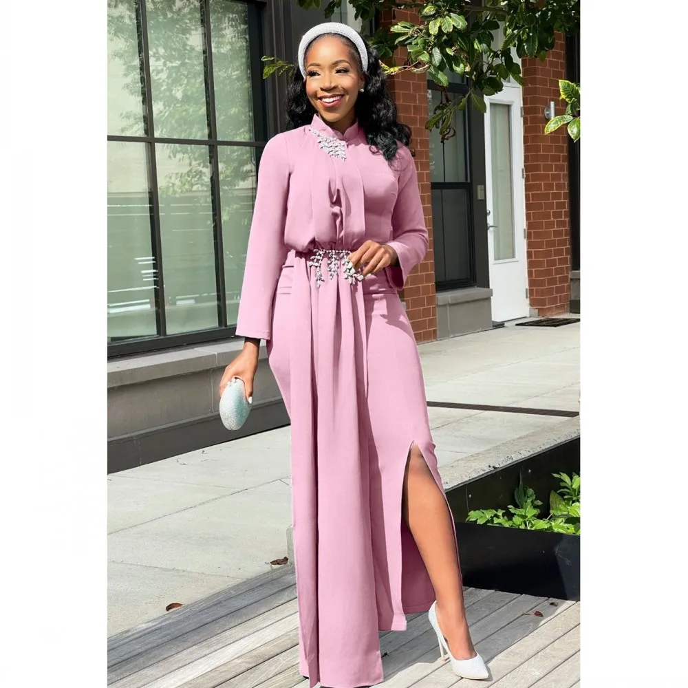 

Женское вечернее платье с круглым вырезом, однотонное асимметричное длинное платье в африканском стиле, осень 2021