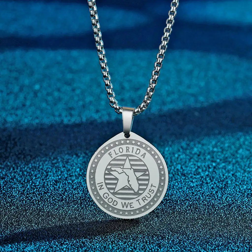 2021 Ноябрьский кулон из нержавеющей стали штат Флорида ожерелья Женская цепочка