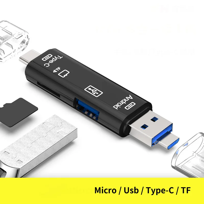 3 в 1 type-c Micro USB OTG кард-ридер флэш-накопитель высокоскоростной USB2.0 Универсальный