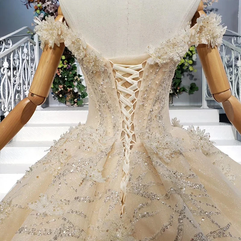 

HTL846 women wedding dress ball gown off shoulder flowers sweetheart heavy handmade beaded wedding gowns princess vestido novia