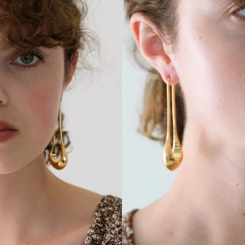 Французские ретро старинные золотые u-образные серьги в европейском и