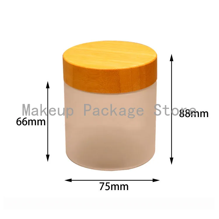 

Free Shipping 10pcs/lot 250g Frosting PET Cream Box ,cosmetics Packing Jar with Bamboo Lid