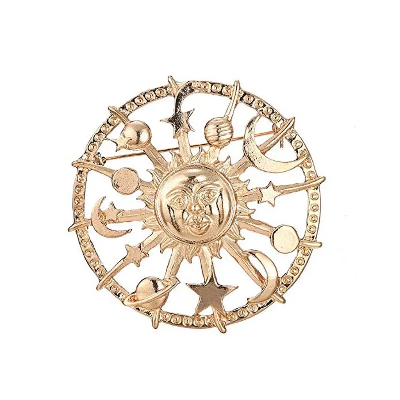 Золотая Звезда Луна солнце галактики руль брошь оловянные лацканы Булавки