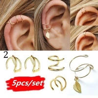 2019 fashion leaf clip on earrings no piercing gold ear cuff pendientes de clip women earrings ear wrap earcuff climbers brincos