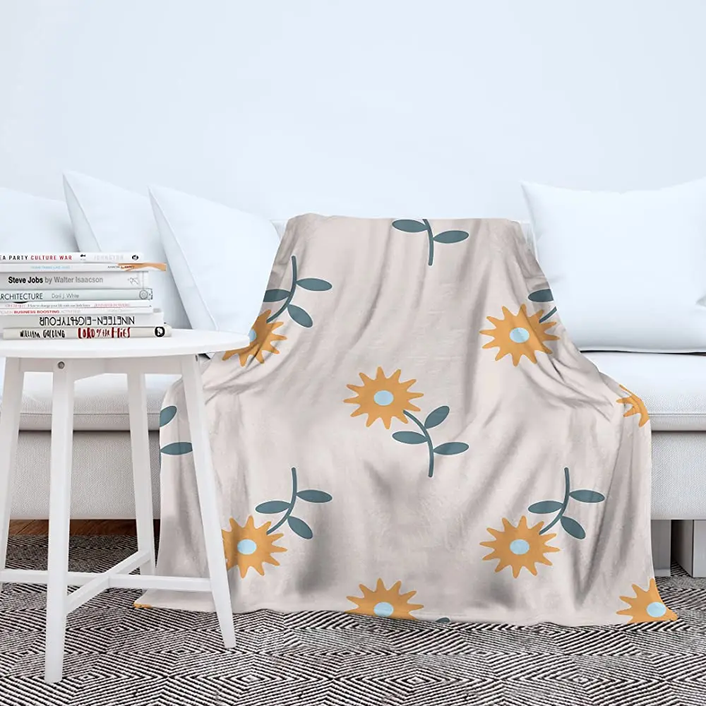 

Теплое фланелевое одеяло с рисунком маргариток, легкий декоративный плед с цветочным принтом, для детской и взрослой кровати, дивана, кемпи...