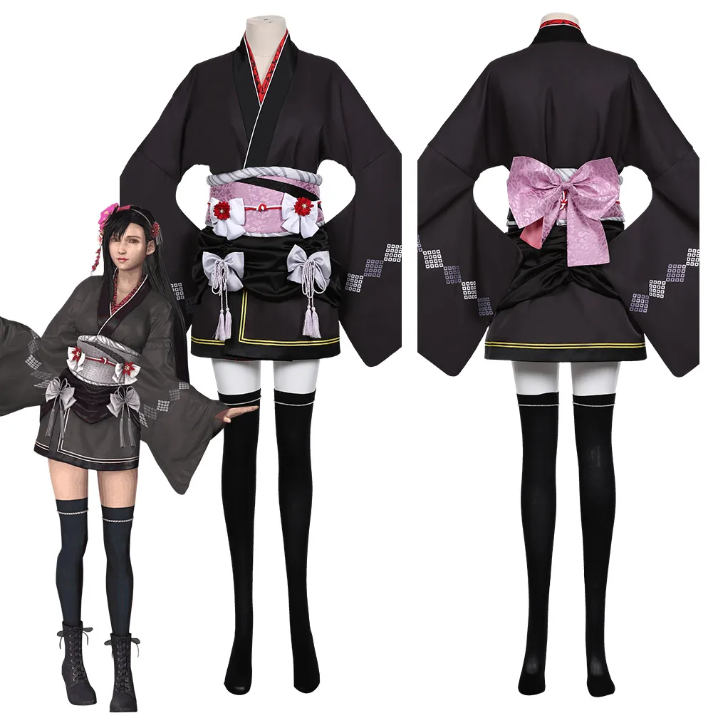 

Final Cosplay Fantasy VII Remake Tifa Lockhart Cosplay Costume Women Kimono Dress Outfits Halloween Carnival Costumes
