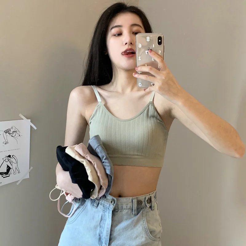 

Underwear Women's Wireless Backless Bra Small Chest Push Up Sports Vest Bra Girl Student High School Top Wrapped Chest