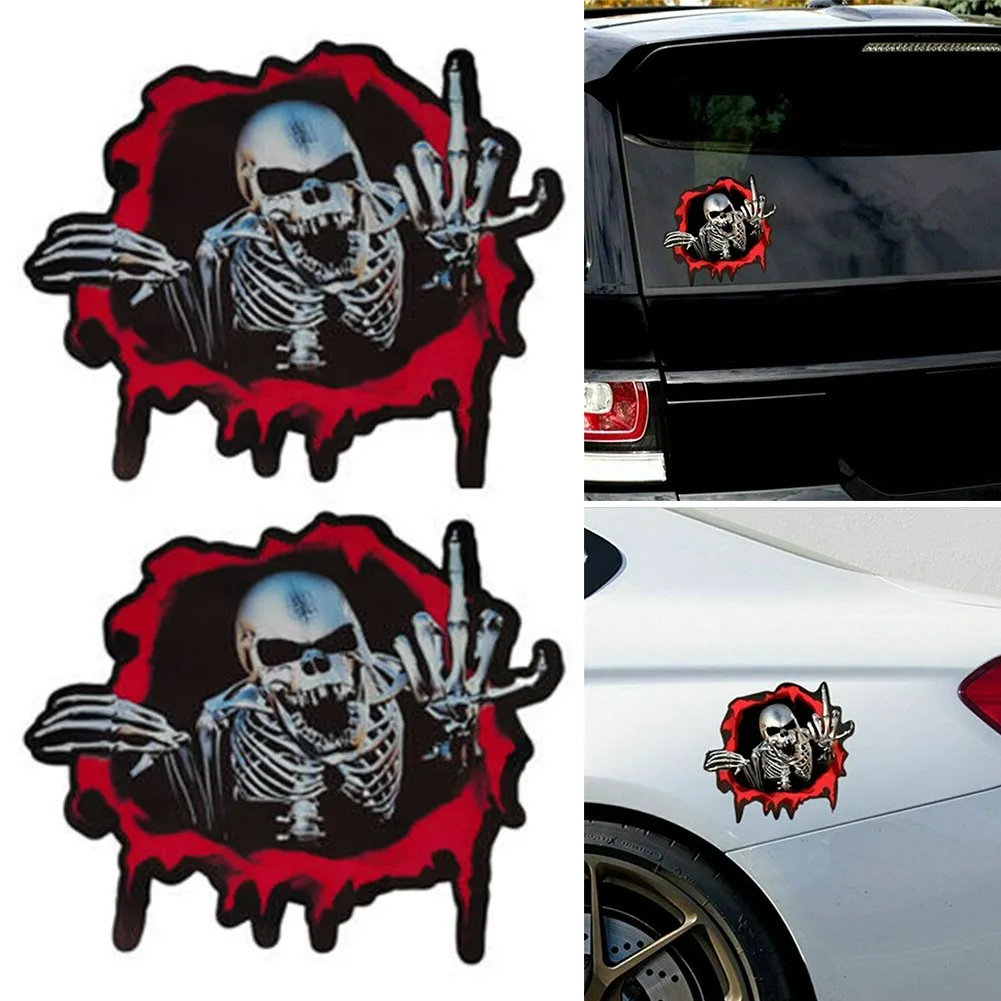 

2 Pcs Car Skull Stickers Skeletons Emblem Sticker Skull PUNISHER Badge Vinyl Sticker 15X14cm Auto Exterior Accessories