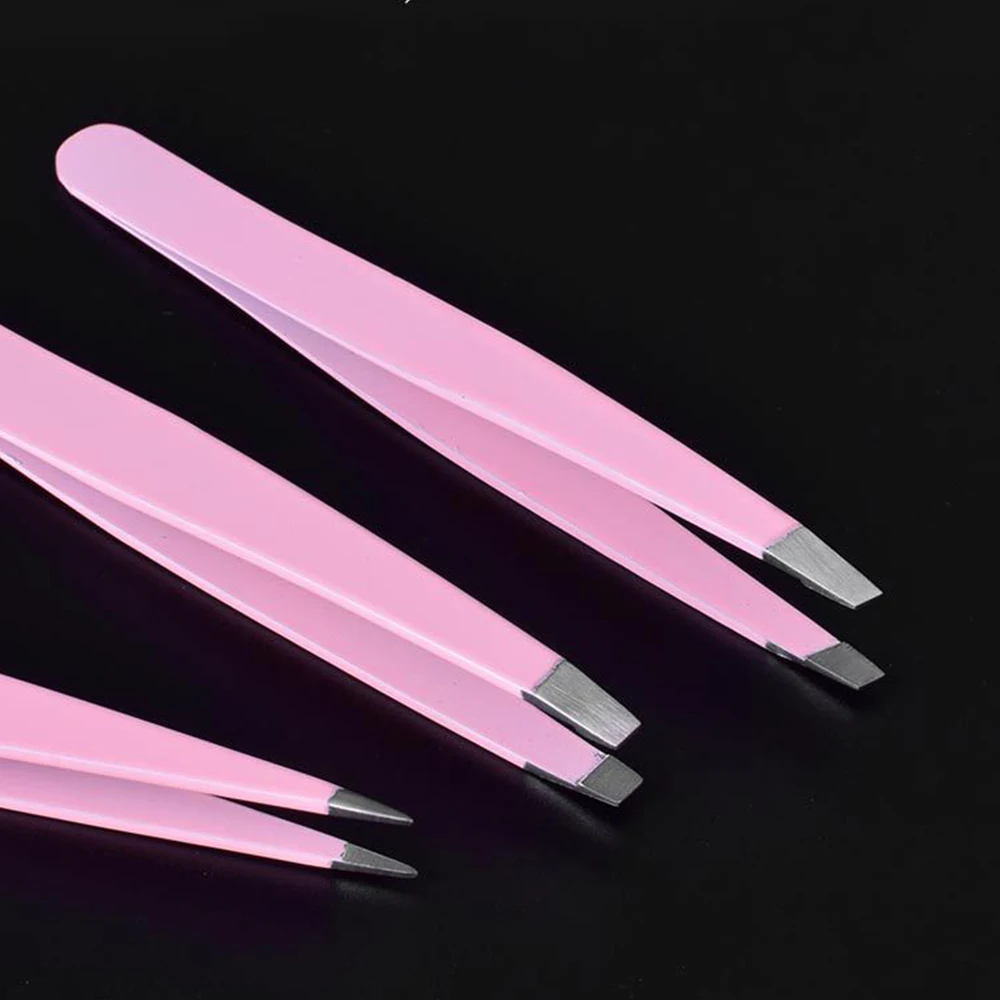 AMSIC розовый цвет для бровей Пинцет из нержавеющей стали Нержавеющая сталь острым