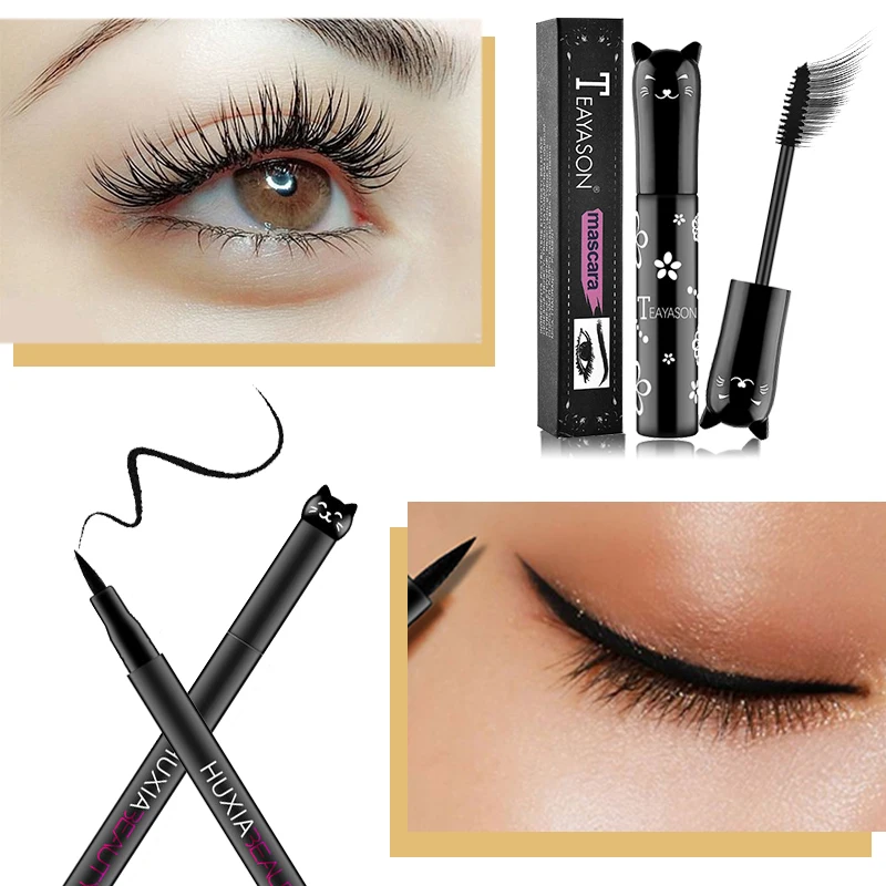 4 шт./компл. дамский набор для макияжа подводка глаз тушь ресниц блеск губ губная