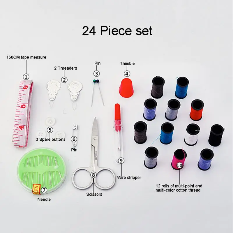

Adult DIY Sewing Supplies Storage Box Suitable For Traveler Emergencies Beginner 24 Sets Of Sewing Kits