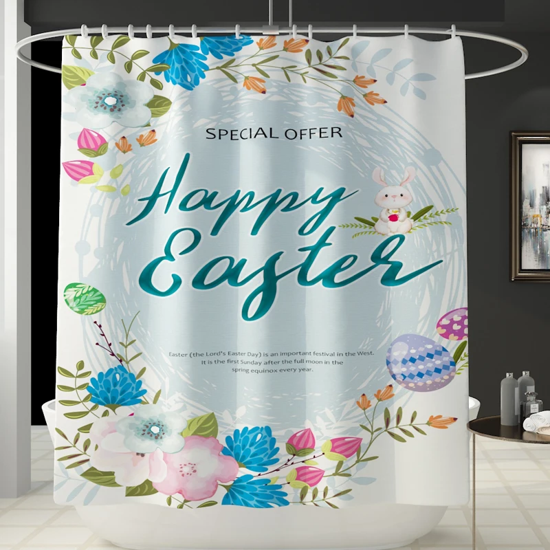 3D Английский цифровой венок для душевой занавески Пасхальный коврик