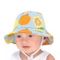 childrens cotton hat cartoon fruit print sun hat boys and womens baby ventilation basin hat beach hat fisherman hat