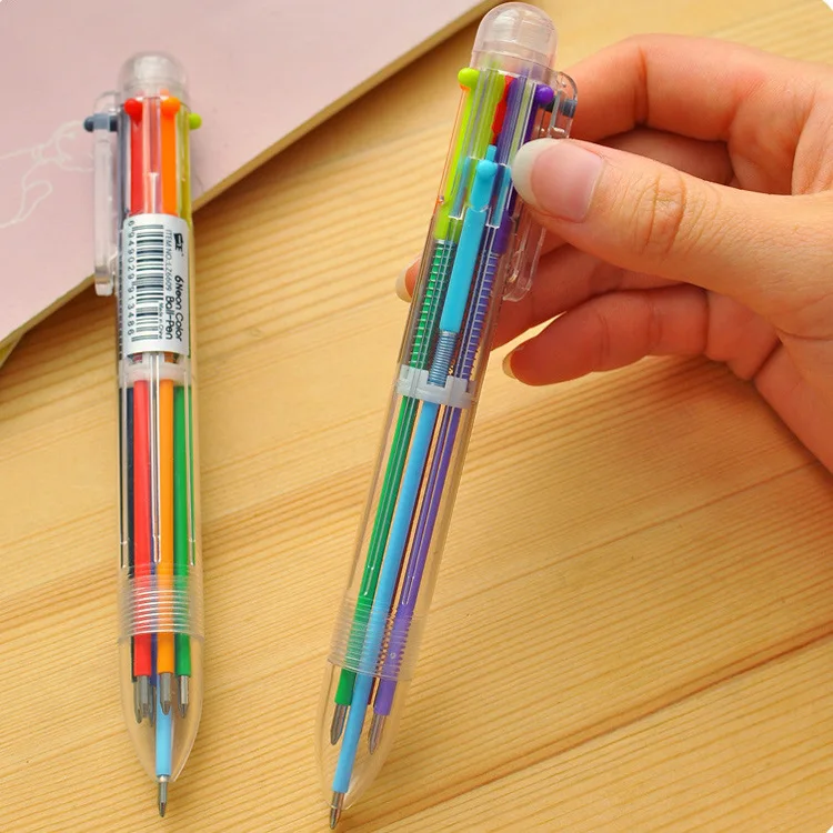 Neue Ankunft Neuheit Multicolor Kugelschreiber Multifunktion 6 в 1 Bunte Schreibwaren kreactive Schule Liefert|Шариковые ручки| |