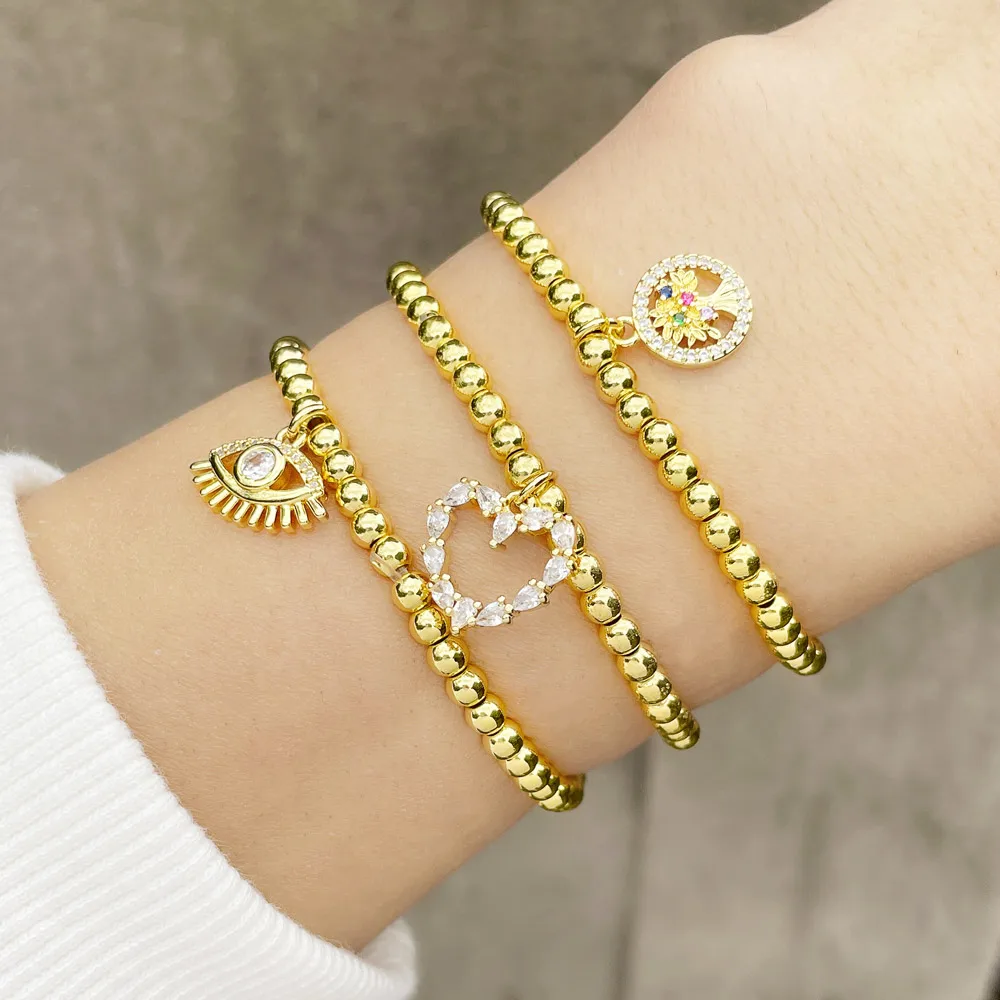 

Gold Plated Charm Tree Of Life Bracelet for Women Turkish Evil Eye Rhinestone Bracelets Women Fashion Jewelry brte47