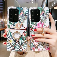 phone case for samsung galaxy s20 ultra plus case fashion splice flower imd back cover soft tpu silicone with ring cover capa