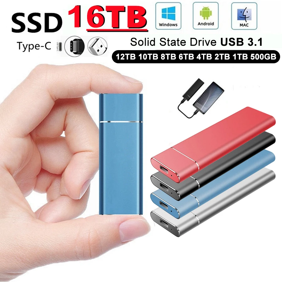 

16 ТБ SSD жесткий диск 8 ТБ 500 Гб портативный SSD жесткий диск для ноутбука настольного компьютера USB 3,1 флэш-память 1 ТБ 10 ТБ 4 ТБ 2 ТБ 1 ТБ M.2